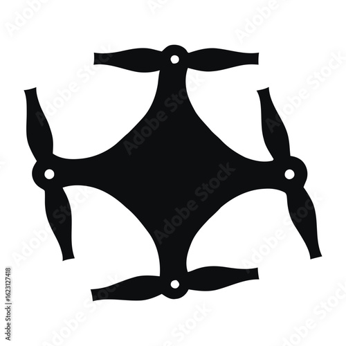 Drone vector black silhouette illustration for aerial photography and videography technology design concept on transparent background