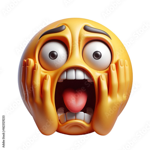 Face screaming in fear three-dimensional emoji