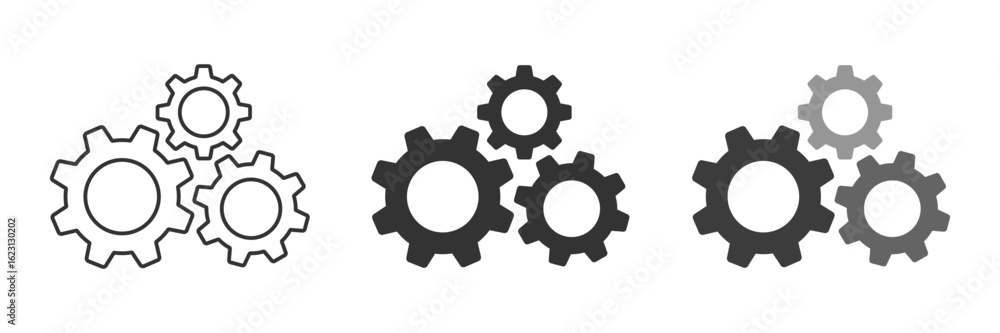 Gear icon. Setting symbol. Cogwheel vector icon. Gear symbol. Setting icon set Gear icon. Setting symbol. Cogwheel vector icon. Gear symbol. Setting icon set