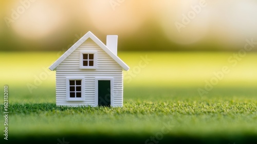 White House Model on Green Grass, Homeownership Dream, Real Estate Home Buying, New Home