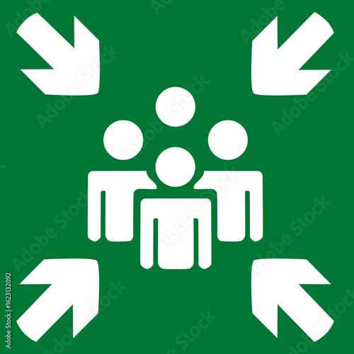 Panneau de rassemblement, signalisation de point de rencontre, sécurité et information