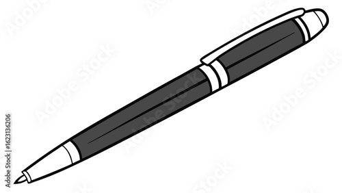 Elegant dark gray ballpoint pen with white accents