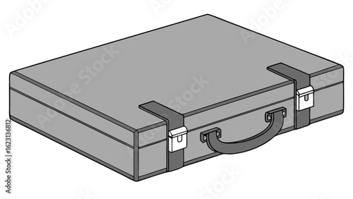 Gray briefcase with silver latches and handle vector