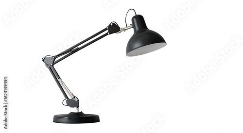 Black adjustable desk lamp, angled