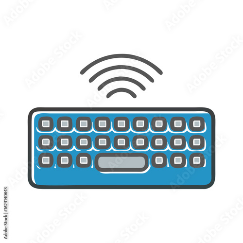Wireless keyboard icon in blue color, representing modern technology and convenience in a digital workspace