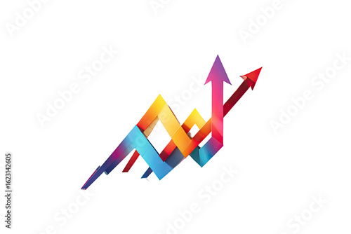 Wallpaper Mural Abstract graphic design of two upward-pointing arrows, intertwined and vibrant in shades of rainbow colors Torontodigital.ca