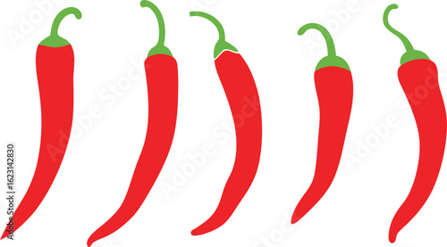 Hot chili Pepper vector set. Isolated chili pepper illustration white background. Pepper logo 