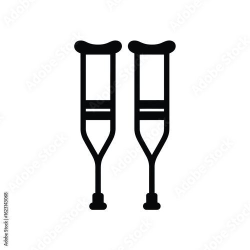 Pair of black outline medical crutches symbolizing mobility assistance and recovery