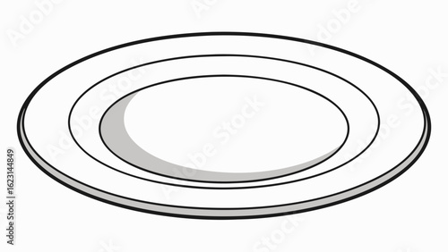 White round kitchen plate with black rim vector