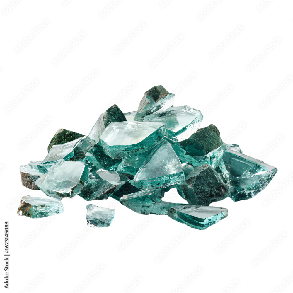 Fototapeta premium Broken glass shards isolated die cut 