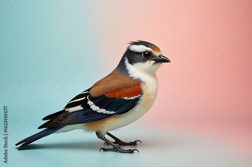 Obraz premium Elegant Exotic Bird Species Studio Shot Pastel Background ai generated