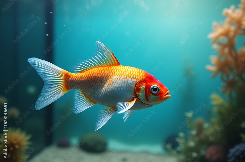 Elegant Orange and Red Fish Profile Underwater View ai generated