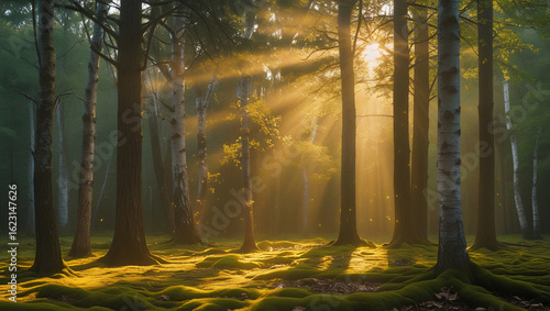 Sunlight Filtering Through Forest Canopy