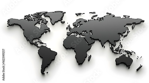 3D Black World Map Global Business Concept