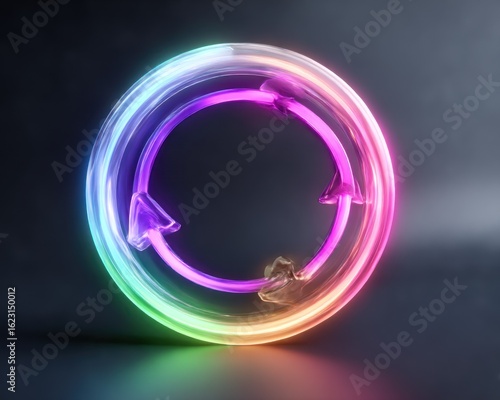 Abstract neon circular arrows