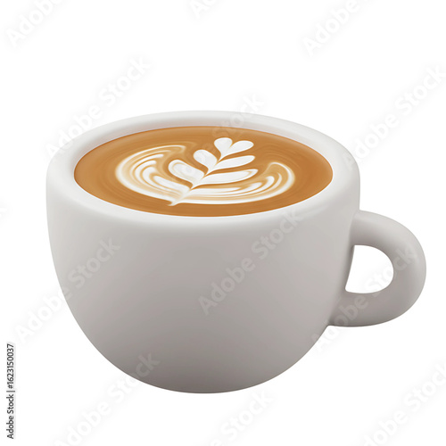3d Enjoy a warm, inviting cup of coffee with beautiful latte art, perfect for cafe menus, morning routines, or cozy beverage advertising.