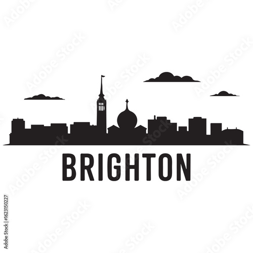 Brighton, UK skyline silhouette. Black Brighton city. Vector black silhouette. with white background
