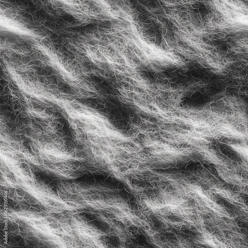 Seamless wooly fabric texture | Dense white tangled threads creating fluffy and soft textile surface in high detail | Cozy material background | Macro wool fiber pattern