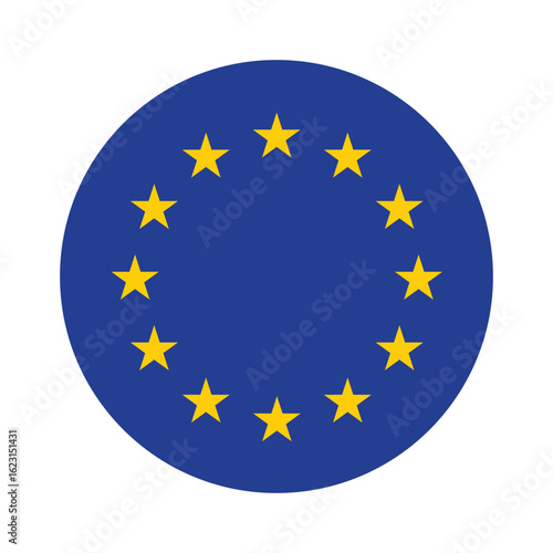 european union round flag icon vector illustration