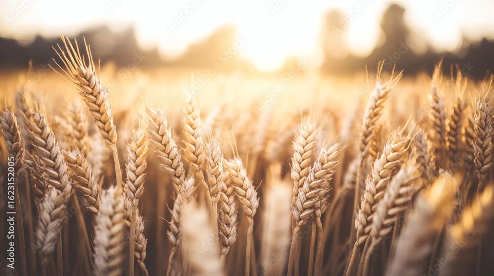 Fototapeta premium Golden wheat field at sunset.
