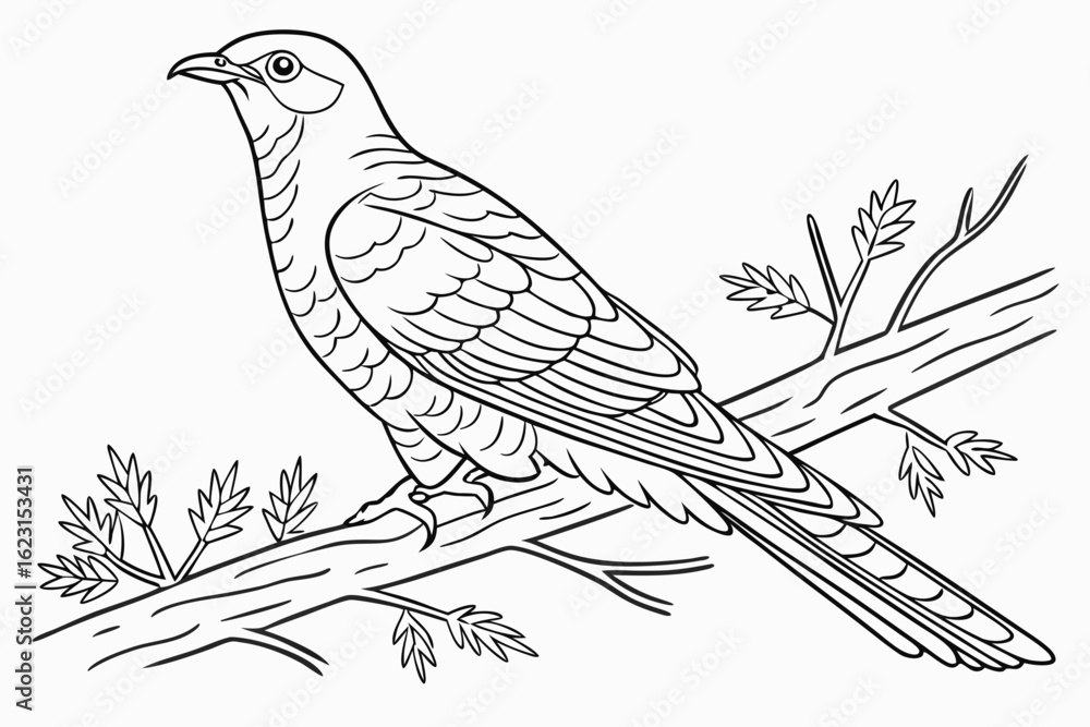 Fototapeta premium coloring page line art the cuckoo black vector