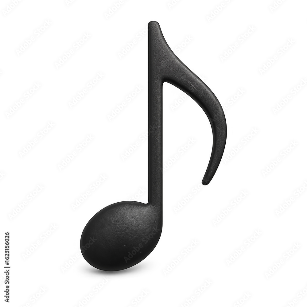 Black eighth note standing on transparent background Black eighth note standing on transparent background