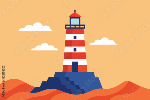 A classic white lighthouse stands as a beacon of safety on a Nova Scotia coastline, its tower overlooking the vast ocean and sky