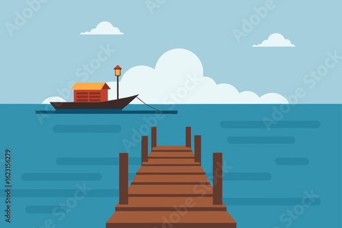 A beautiful cruise ship glides across the serene sea under a summer sky, offering a perfect island vacation