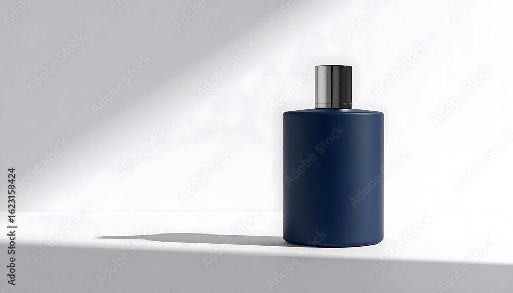 Dark Blue Bottle Mockup in Studio Setting with White Background Dark Blue Bottle Mockup in Studio Setting with White Background