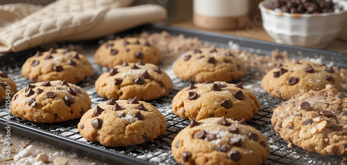 Homemade Golden Brown Chocolate Chip Cookies on Tray

