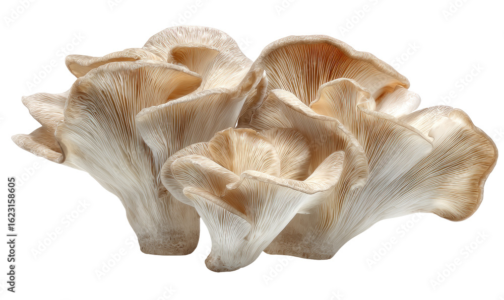 Fototapeta premium Close-up of several delicate, light beige mushrooms