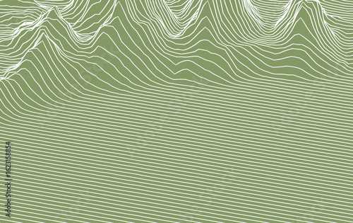 Schilderij op canvas Minimalist Digital Topographic Map in Retro Green and White