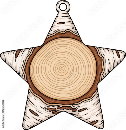 Birch Wood Slice Star Ornament
