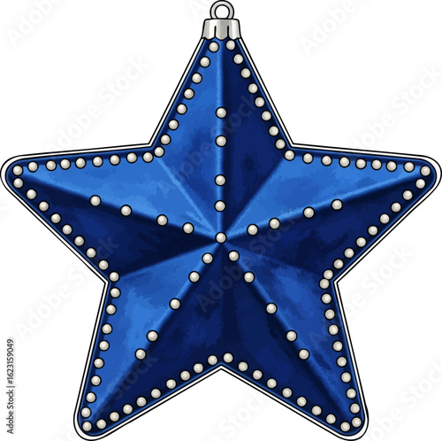 Blue Velvet with Silver Beads Star