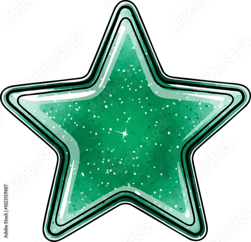 Emerald Resin and Silver Glitter Star