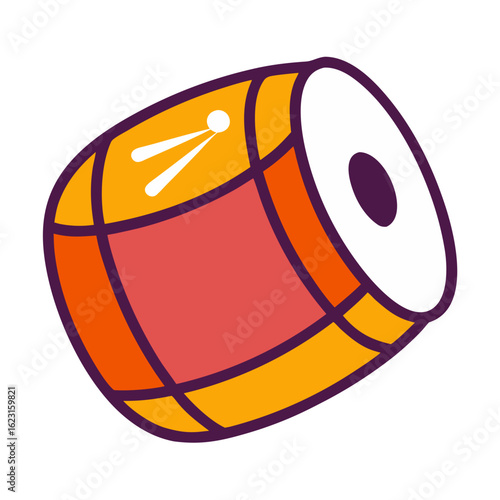 Vibrant dhol drum illustration with a festive and lively design