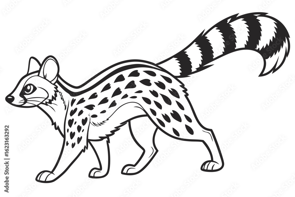 Fototapeta premium coloring page line art the genet black vector