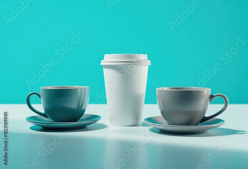 Wallpaper Mural Three coffee cups arranged on a white surface. Torontodigital.ca