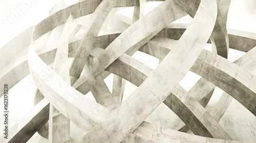 Abstract Concrete Structure Intertwined Geometric Shapes Architectural Design