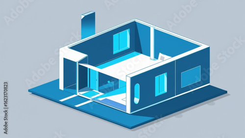 Isometric View of House Floor Plan / Interior Layout