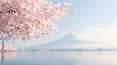 桜 さくら 木 花びら 咲く 公園 山 やま ふじ 富士山 富士 はる 春 日本 アニメ风 背景 壁紙
