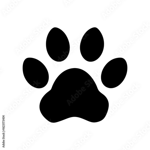 Dog paw print silhouette icon for veterinary pet lover or animal shelter themes