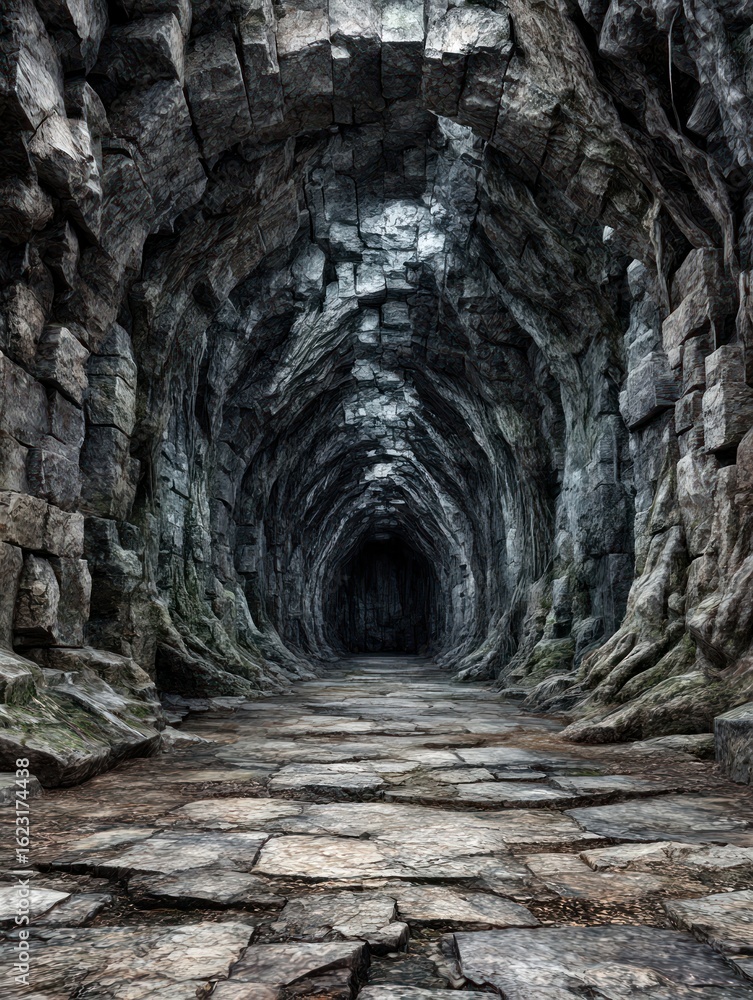 Obraz premium Dark, ancient tunnel