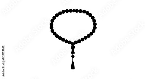 Prayer beads rosary minimalist black and white icon