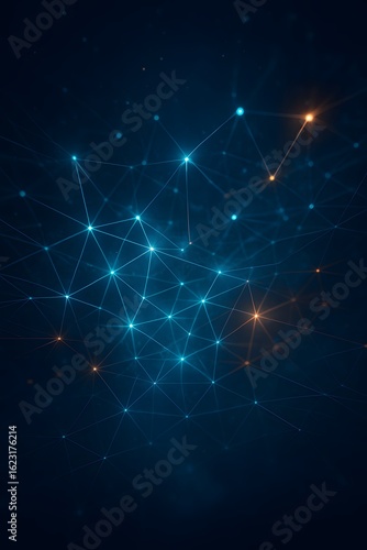 Wallpaper Mural Abstract Network of Glowing Nodes and Connections – Futuristic Blue and Orange Digital Mesh for AI, Blockchain, Data Flow, and Technology Innovation Concepts Torontodigital.ca