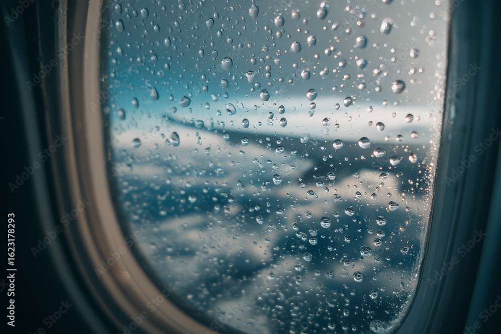Obraz premium Rainy Flight Window View