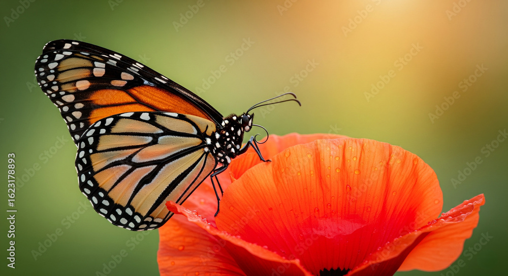 Obraz premium Monarch Butterfly on a Poppy 