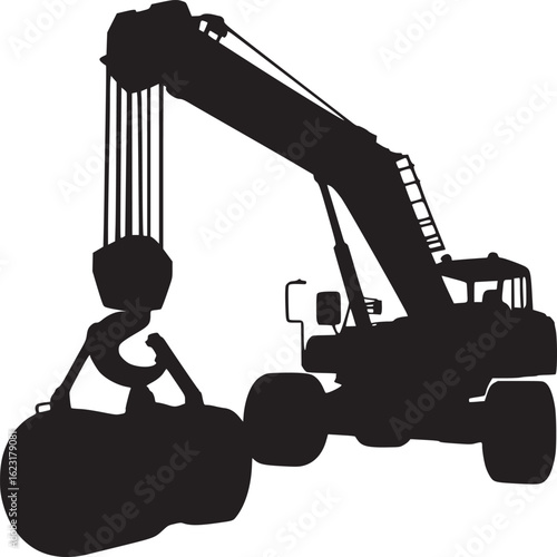 Crane Lifting Heavy Object Silhouette