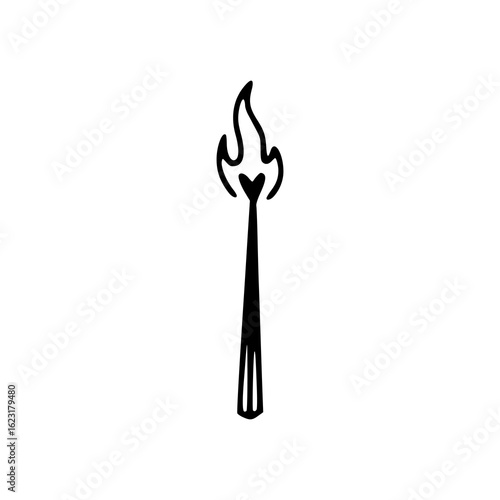 burning matchstick with love icon