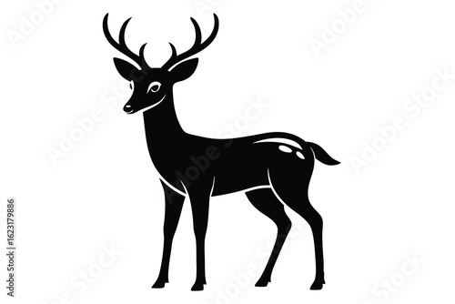 Solid color Whitetail Deer running animal vector design